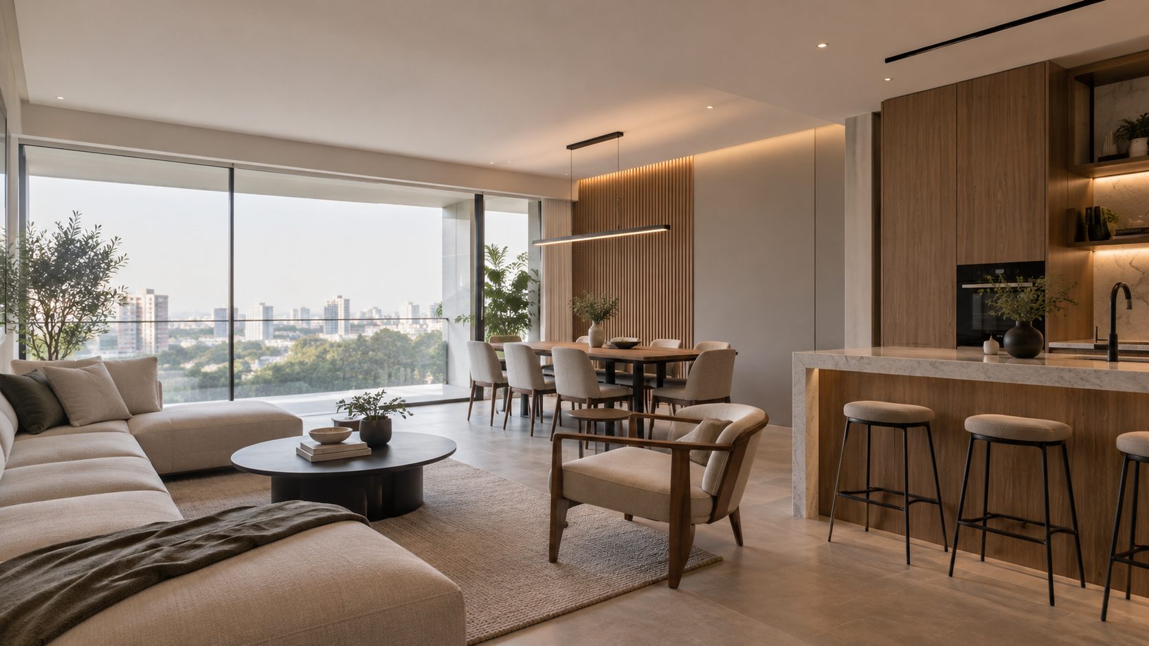 Sala de estar moderna, proyecto ejecutado por MJM